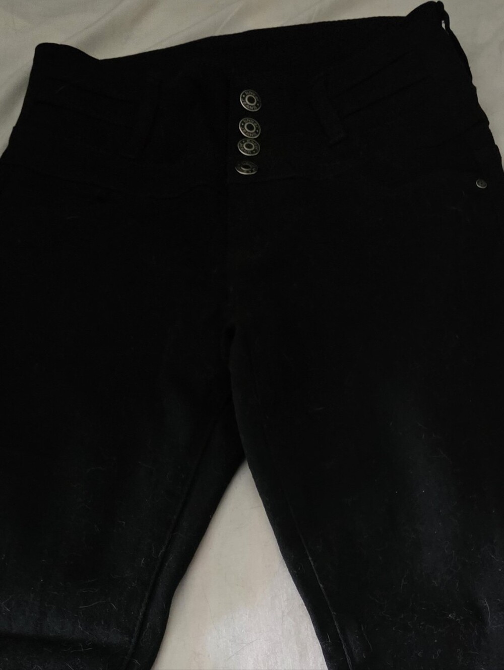 High-Rise Black Button-Front Pants
